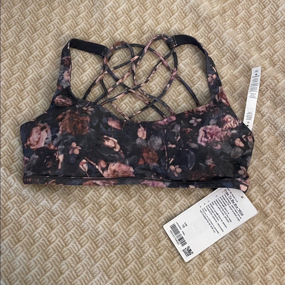 Lululemon Athletica “ Free To Be Bra” Wild Dark Floral Sports Bra